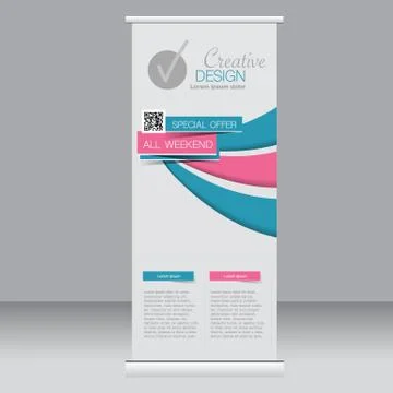 Roll up banner stand template. Abstract background for design Stock Illustration