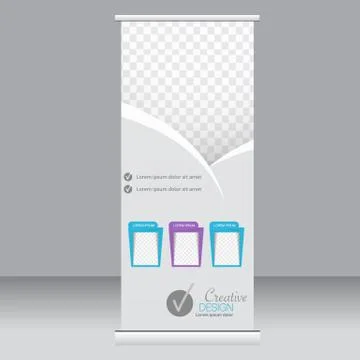 Roll up banner stand template. Abstract background for design Stock Illustration