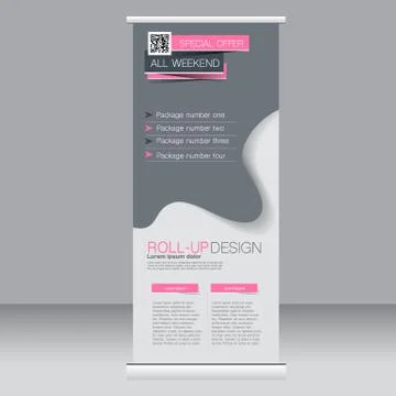 Roll up banner stand template. Abstract background for design Stock Illustration