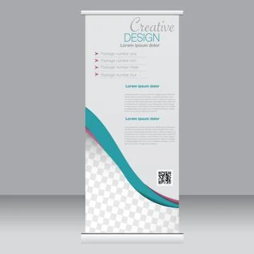 Roll up banner stand template. Abstract background for design Stock Illustration