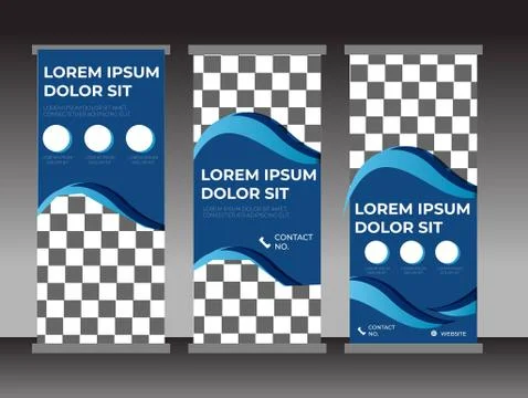 Roll up Banner Standing Vector Template, Wavy Design template, suitable for Stock Illustration