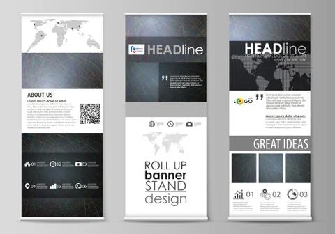 Roll up banner stands, flat design templates, business concept, corporate Stock Illustration