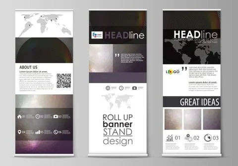 Roll up banner stands, flat design templates, business concept, corporate Stock Illustration