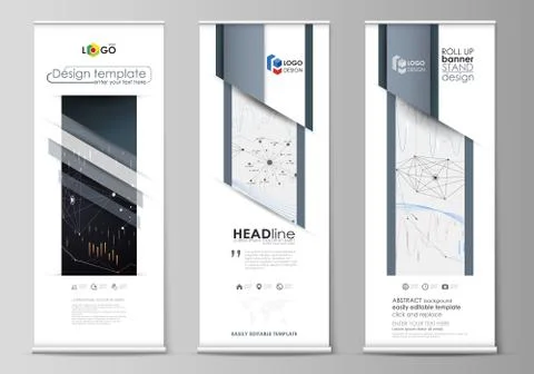 Roll up banner stands, geometric design templates, business concept, corporate Illustrazione stock