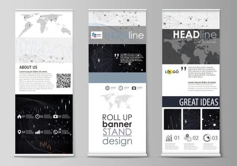 Roll up banner stands, geometric design templates, business concept, corporate Illustrazione stock