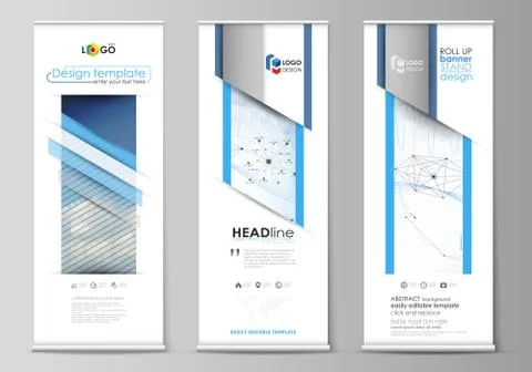 Roll up banner stands, geometric design templates, business concept, corporate Illustrazione stock