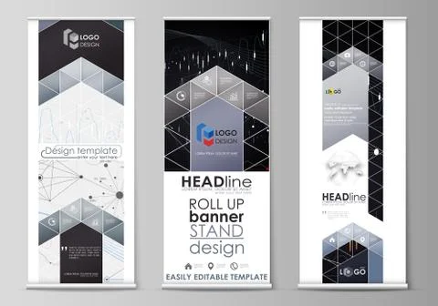 Roll up banner stands, geometric design templates, business concept, corporate Illustrazione stock