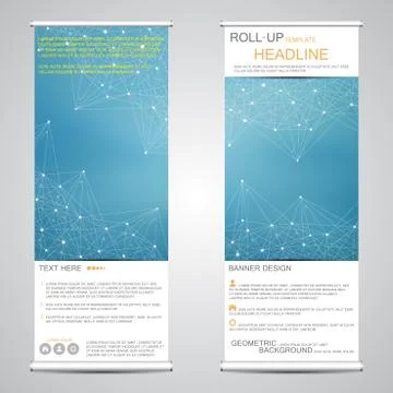 Roll-up banner stands for presentation and publication. Geometric abstract Stock Illustration