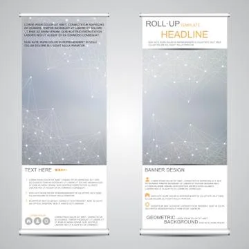 Roll-up banner stands for presentation and publication. Geometric abstract Stock Illustration