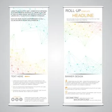Roll-up banner stands for presentation and publication. Geometric abstract Stock Illustration