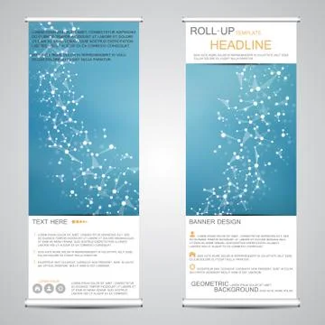 Roll-up banner stands for presentation and publication. Geometric abstract .. Stock Illustration