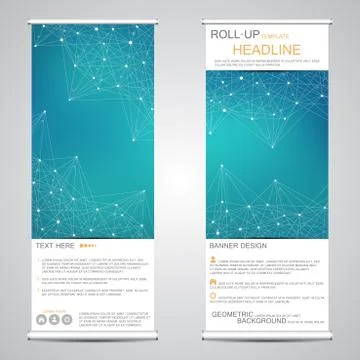 Roll-up banner stands for presentation and publication. Geometric abstract Stock Illustration