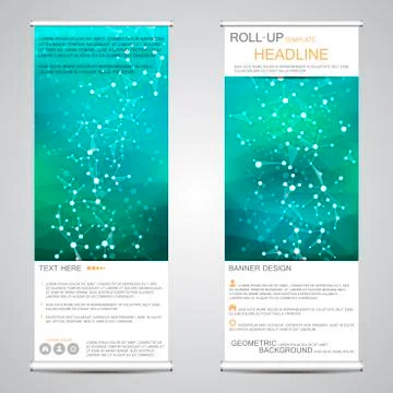 Roll-up banner stands for presentation and publication. Geometric abstract Stock Illustration