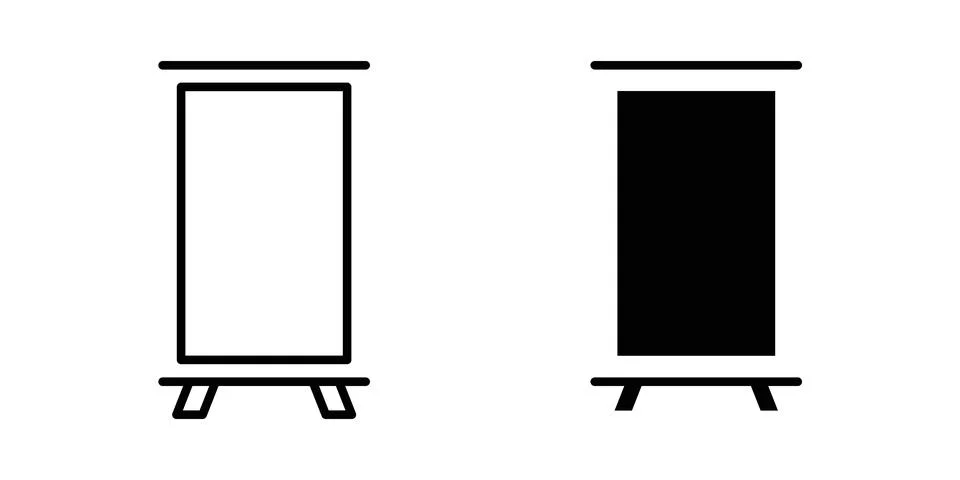 Roll up banners icon linear versions pack on white background Stock Illustration