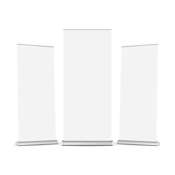 Roll Up Banners Mockups, Front and Side View Stock Illustration