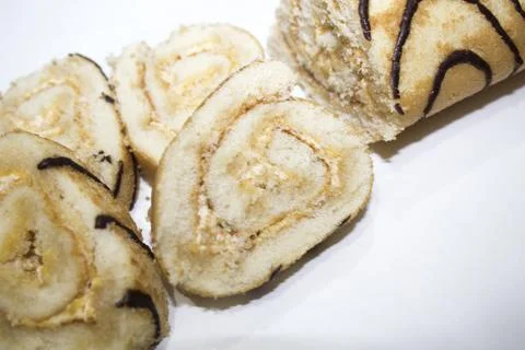 Roll biscuits bakery cake, closeup Stock Photos