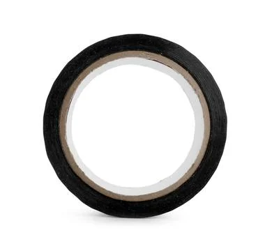 Roll of black electrical insulation tape with a cardboard core, isolated on a Stock Photos
