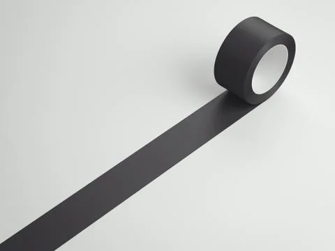 Roll of black sticky tape. 3d rendering 库存插图