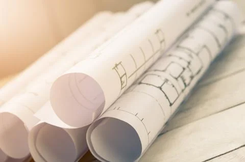 Roll blueprint Stock Photos