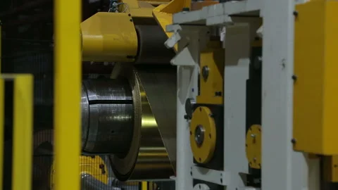 Roll of brass sheet metal at the mill Stock Footage 103140384