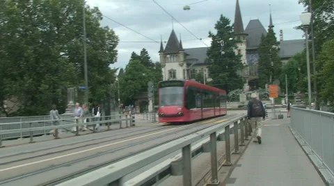 Roll on bridge tramway passing Vídeos de archivo 809699