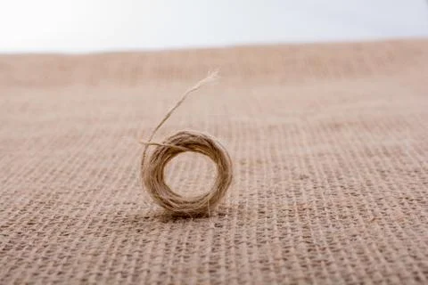 Roll of brown color linen string Stock Photos