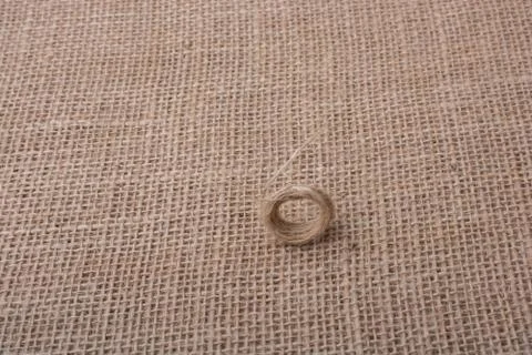 Roll of brown color linen string Stockfoto's
