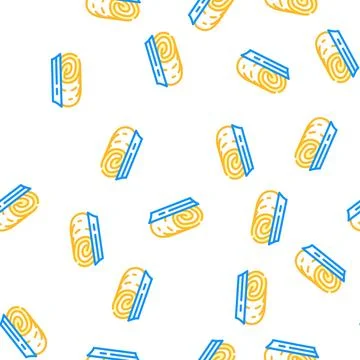 Roll cake dessert vector seamless pattern 스톡 일러스트