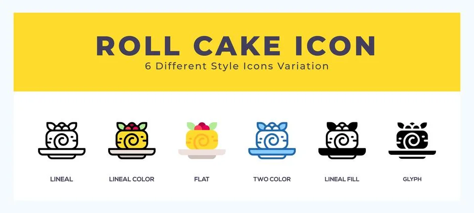 Roll cake icon illustration vector with different styles Stock Illustration