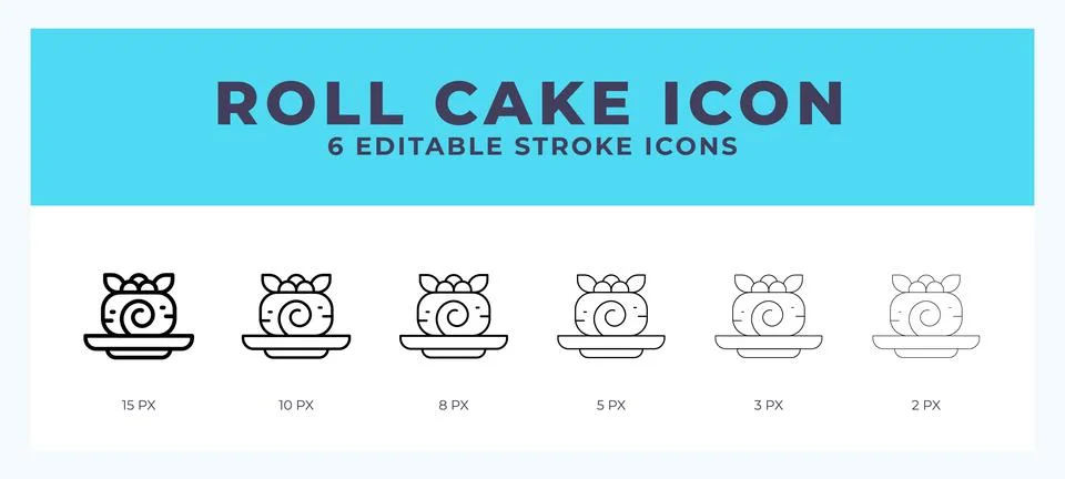 Roll cake icon set with different stroke. Design elements for logo. Vector .. Stock Illustration