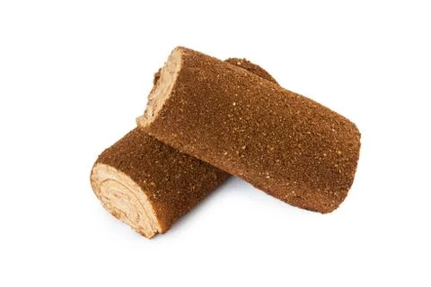 Roll cake isolated on a white background Stock Photos