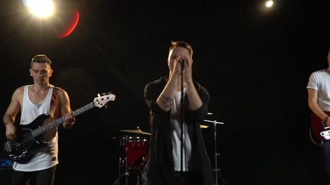 Roll on the camera on the boy band Stock Footage