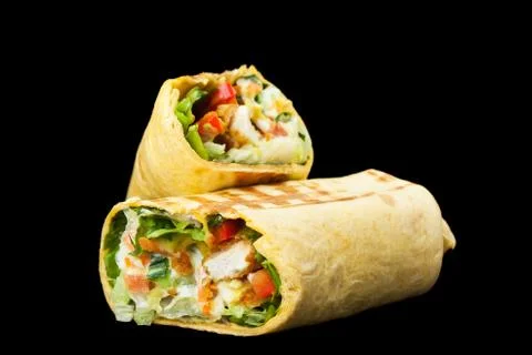 Roll with chicken, vegetables Stock Photos