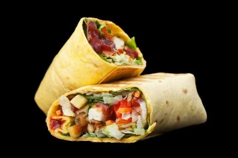 Roll with chicken, vegetables Stock Photos