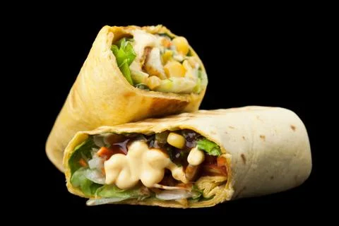 Roll with chicken, vegetables Stock Photos