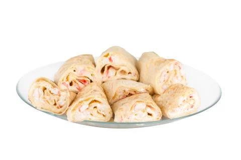Roll with crab meat Stock Photos