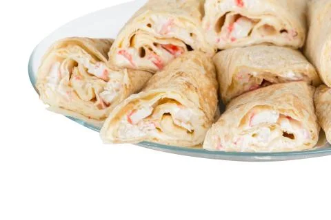 Roll with crab meat Stock Photos