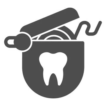 Roll of dental floss solid icon, Hygiene routine concept, floss to clean teeth Stock Illustration