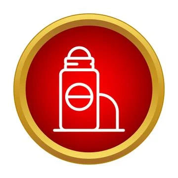 Roll on deodorant bottle icon on red button Stock Illustration