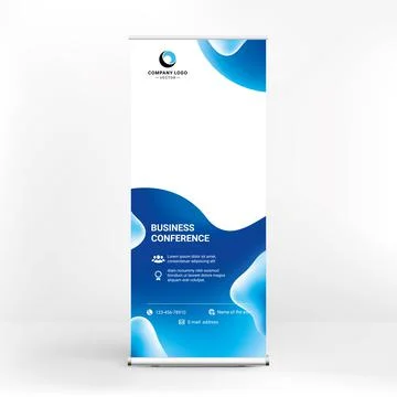 Roll-up design, abstract liquid background, layout for presentations, confere Stockillustratie