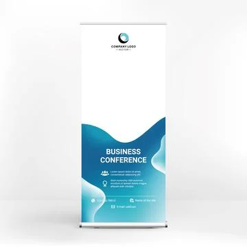 Roll-up design, abstract liquid background, layout for presentations, confere Illustrazione stock