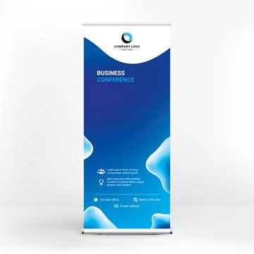 Roll-up design, abstract liquid background, layout for presentations, confere Stock Illustration