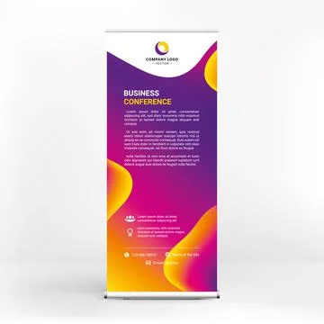 Roll-up design, abstract liquid background, layout for presentations, confere Stock Illustration