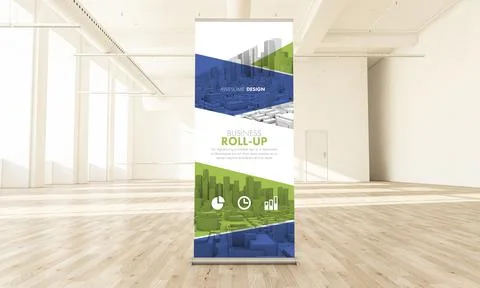 Roll up design at hall interior Stock Illustration