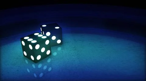  Roll the dice 3D graphics, minimal dark neon, concept. A bet rendering ba... Foto stock