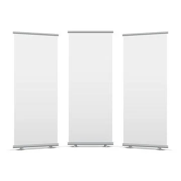 Roll up display stand screen white poster template. Blank stand roll-up banner Stock Illustration