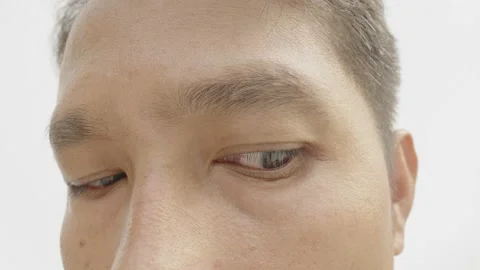 Roll eyes up down right left, Man eyes close up. Stock Footage 235815637