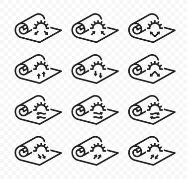 Roll fabric vector icon. Fabric property: sun reflective and thermal insulation Stock Illustration