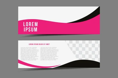 Roll flyer with pink waves. Pink and black Roll up banner stand template flye Stock Illustration