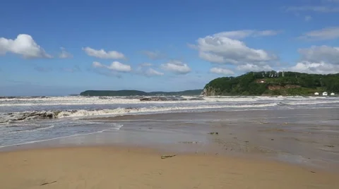 Roll forward of the waves on the beach after a storm at sea. Sea Japan, Russia Stock-Footage 53176313